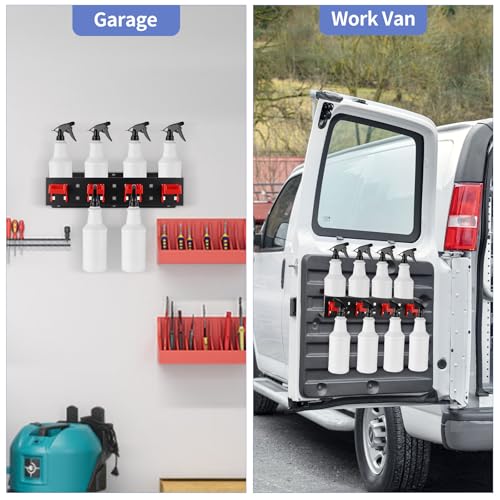 Spray Bottle Holder Wall Mount, Detailing Bottle Organizer, Spray Bottle Rack with 4 Holes and 4 Hooks - view 6