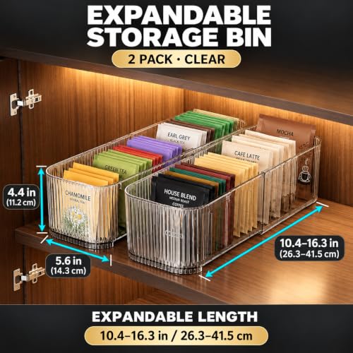 2-Pack Expandable Deep Drawer & Cabinet Organizer Bins - view 2
