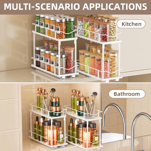Pull Out Spice Rack 2 Pack,Slide Out Cabinet Spice Rack,White - view 3