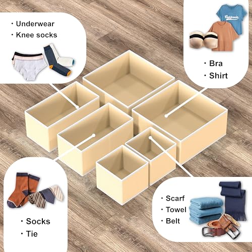 Foldable Drawer Organizer Stocking Bin, Set of 12, Beige - view 4