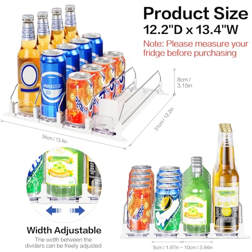 Drink Organizer for Mini Fridge, Automatic Pusher Drink Dispenser for Refrigerator, Soda Can Organizer for Beer Beverage, Holds up to 16 Cans 4Row (Depth12.2 xWide13.4) - view 2