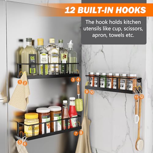 Spice Rack Wall Mounted 3 Pack,RV Spice Rack,Black - view 5