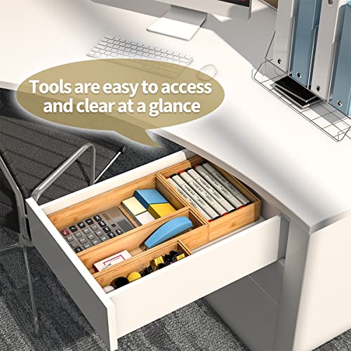Bamboo Kitchen Drawer Organizer 9"x 3", Wooden Stackable Silverware Tray - view 5