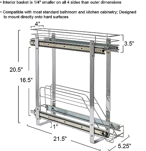 Glidez Multipurpose Chrome-Plated Steel Pull-Out/Slide-Out Storage Organizer for Cookware and Bakeware - 2-Tier Design - Fits Standard Size Cabinet or Shelf, Chrome - view 2