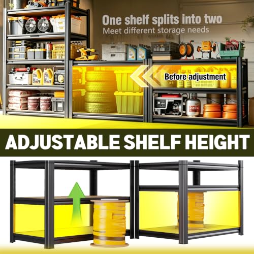 4 Pack Garage Shelving 71.2" H x 28" W x 12" D, Adjustable Storage Shelves - view 4