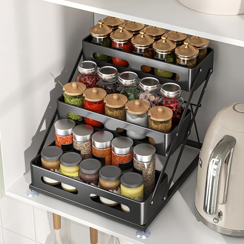 3 Tier Foldable Spice Rack, Black - view 5