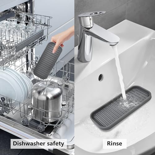 Silicone Sponge Holder for Kitchen Sink - Dish Soap Holder 2 Pack Gray - view 4