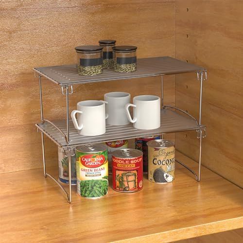 Stackable Cabinet Shelf Organizer, 2 Pack, Chrome - view 5