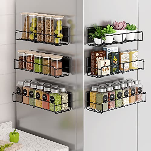 16.9 Inch Large Capacity Magnetic Spice Rack for Refrigerator Black, 4 Pack - view 4
