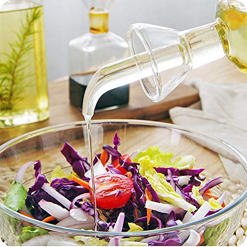 LandHope Oil Bottle Glass Olive Oil Dispenser Bottle Glass Cooking Oil Vinegar Measuring Dispenser With Spout for Kitchen and BBQ (500 ml/17 oz) - view 3