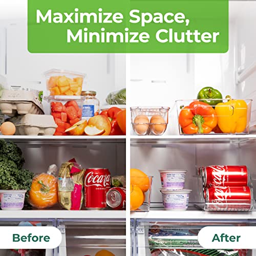 Refrigerator Organizers and Storage - Clear Fridge Organizer Bins Set, Shatterproof Plastic with Easy-Grip Handles, Stackable Kitchen Organization Solution for Home and RV - Set of 6 - view 3