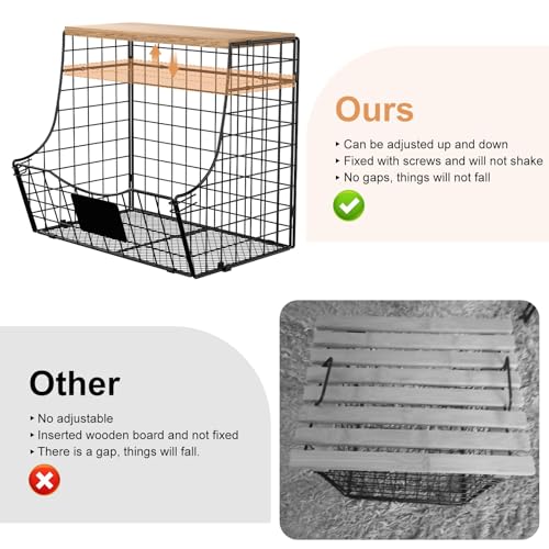 4 Pack Fruit Basket for Kitchen with Lid, Counter&Wall Mounted Hanging Fruit Basket, Potato and Onion Storage, Metal Wire Fruit and Vegetable Storage, Snack Organizer 11.81 * 8.66 * 10.63in - view 4