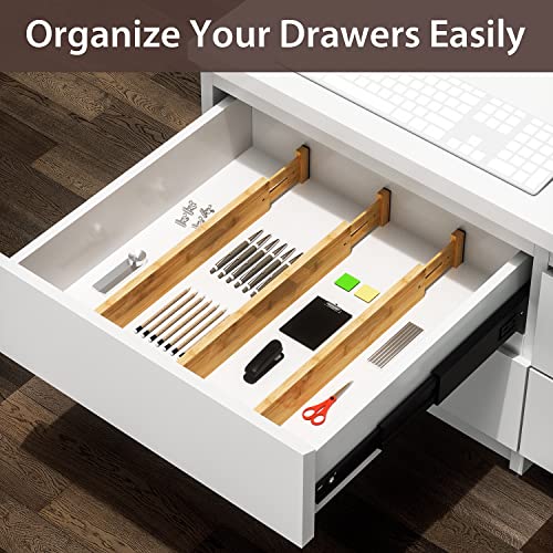 4 Pack Bamboo Drawer Dividers 17-22" Adjustable Kitchen Organizer, Natural - view 5