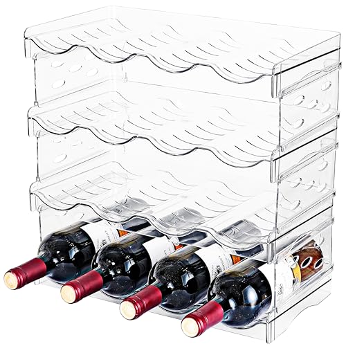 Stackable Wine Rack,Wine Bottle Holder for Inside Cabinet,for Pantry,Refrigerator,Countertop Organization-4 Tiers for 16 Bottles