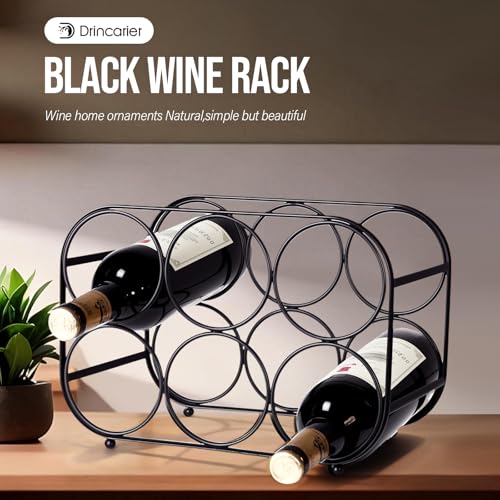 Countertop Wine Rack - 6 Bottle Freestanding Modern Black Metal Small Wine Rack - Tabletop Wine Holder Stand for Cabinet, Pantry, Wine Bottle Storage - view 3