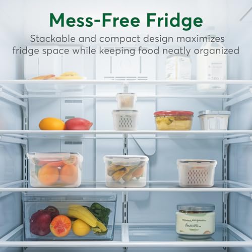 5 Set Fruit Storage Containers for Fridge with Colander, Produce & Veggie - view 2