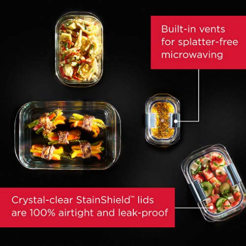 Brilliance Glass Storage Set of 4 Food Containers, Medium, Clear & Brilliance Glass Storage 4.7-Cup Food Containers with Lids, 3-Pack (6 Pieces Total), Clear - view 3