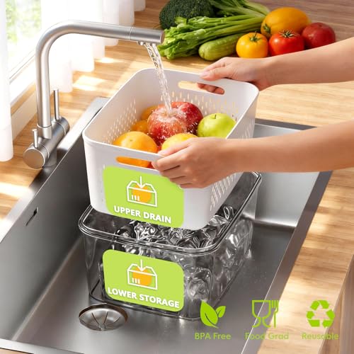 8 Pack Fruit Storage Containers for Fridge, Produce Containers for Fridge with Colander, Leakproof Fridge Organizers and Storage for Berry Vegetable Salad Lettuce Meat Food - view 2