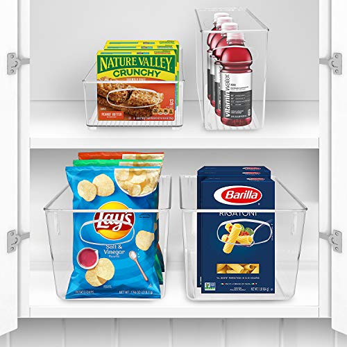 Plastic Storage Bins Stackable Clear Pantry Organizer Box Bin for Organizing Kitchen Fridge, Food, Snack Pantry, Fruit, Vegetables, Bathroom, Wide & Narrow Deep Container Set - view 3