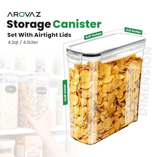 Cereal Containers Storage with Lids - Airtight Kitchen Dry Food Storage Containers & BPA Free Cereal Dispenser For Pantry Organizer And Storage (Clear, 4 Liter Pack of 4) - view 2