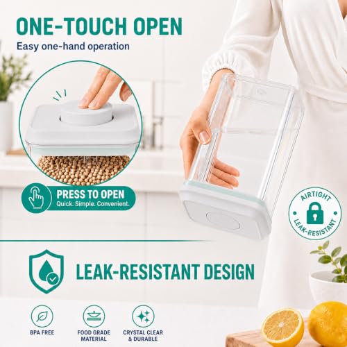 POP Airtight Flour-Rice Food-Storage Container - 4L/4.2Qt Jar with Lid and 3.3Oz Scoop | BPA-Free | Can Hold 5lb of Flour or 5lb of Rice | Stackable and Durable - view 3