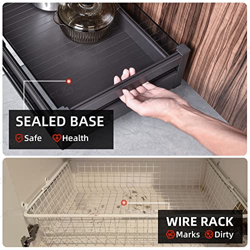 Pull Out Kitchen Cabinet Drawer Roll Out Pantry Shelves Heavy Duty Sliding Tray for Cabinet Full Extension Kitchen Cupboard Slide Out Shelves Organizer with Dividers 14 Inch Wide × 21 Inch Deep - view 3
