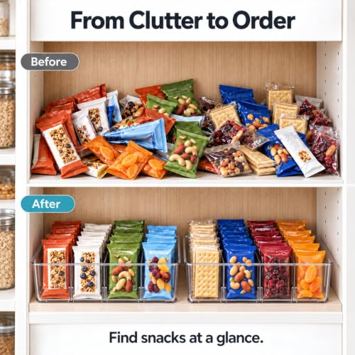 2-Pack Fridge Organizers and Storage, Snack Bins with Removable Dividers - view 6