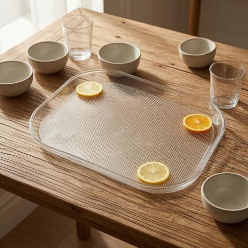 Refrigerator Storage Tray 360 Degree Rotating Fridge Turntable Transparent Organizer Tray for Easy Access Suitable for Home Pantry Beverage Container Arrangement - view 5