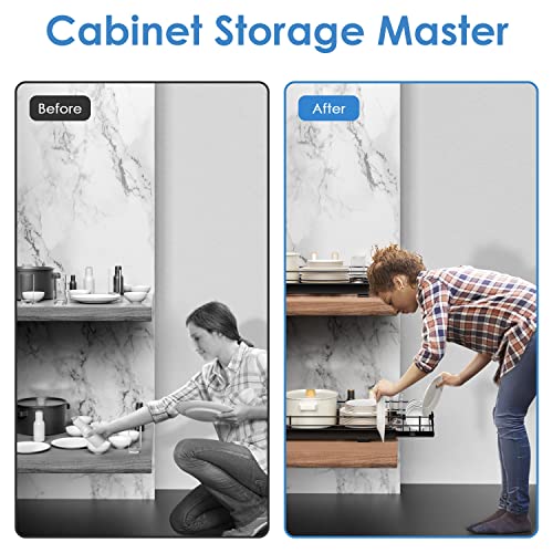 Pull Out Cabinet Organizer, Heavy Duty Slide Out Pantry Shelves Sliding Drawer Storage for Home, Kitchen, Bathroom, 10.9" W x 20.98" D, Request at Least 12 inch Cabinet Opening, Black - view 7