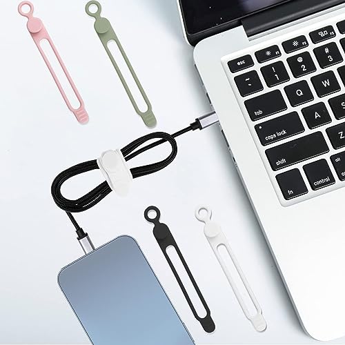Set of 6 Yellow Silicone Cable Straps Organizers (Yellow6) - view 6