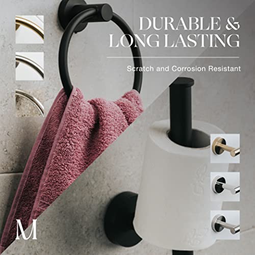 2 PCS Matte Black Bathroom Hardware Set - Hand Towel Holder for Bathroom Wall + Black Toilet Paper Holder Wall Mount | Towel Holder Hanger Rack Stainless Steel Bathroom Set - Towel Rack - view 2