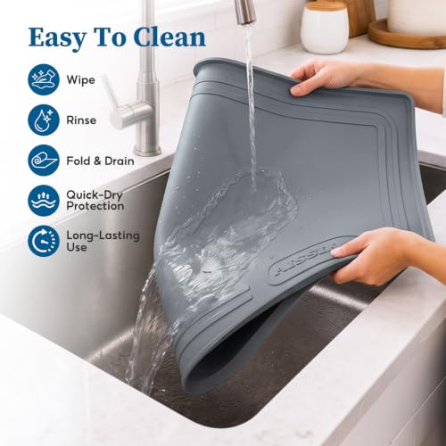 Waterproof Under Sink Mat 34"x22", Silicone Mat, Dark Gray - view 5