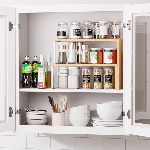 Cabinet Organizer Shelf, 2-Tier Kitchen Counter Organizer Corner Shelves Coffee Bar Organizers for Countertop Kitchen Storage Spice Rack - view 5