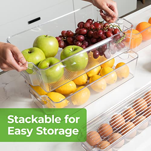 Refrigerator Organizers and Storage - Clear Fridge Organizer Bins Set, Shatterproof Plastic with Easy-Grip Handles, Stackable Kitchen Organization Solution for Home and RV - Set of 6 - view 5