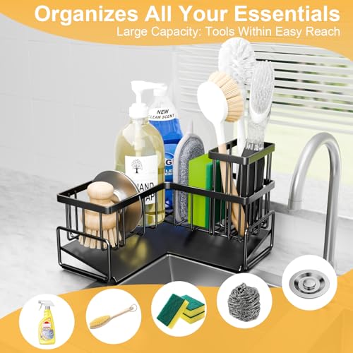 Kitchen L-Shaped Sponge Holder - Large Metal Sponge Sink Caddy - view 4
