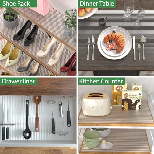 Shelf Liner Cabinet Liner, Non Adhesive Drawer Liner, Washable 12 Inch x 20 FT x 2Rolls Waterproof Durable Non-Slip Shelf Liner for Kitchen, Drawer, Refrigerator Stripe Clear - view 6