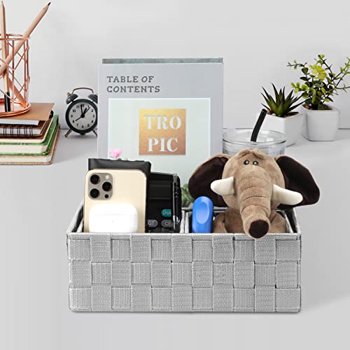 Drawer Organizer Bins,Woven Strap Storage Box Cube Basket Containers Divider for Organizing drawers, Shelves, Closets, Cabinets, Dressers and Countertops,set of 4, Light Grey - view 7