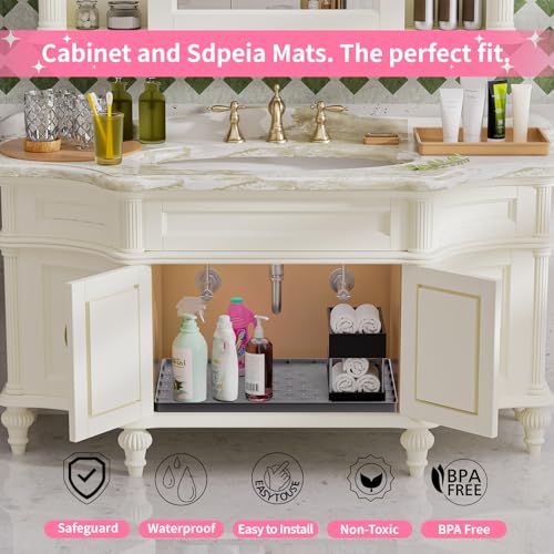 Under Sink Mat 22"×19" Waterproof Silicone Cabinet Liner & Sink Protector for Kitchen & Bathroom, Multi-Purpose Organizers Tray for Pets, Laundry, Cat Litter Mat,Gray - view 4