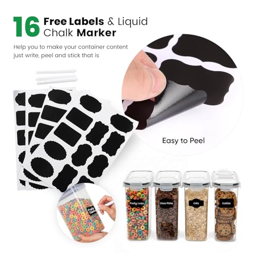 Cereal Containers Storage with Lids - Airtight Kitchen Dry Food Storage Containers & BPA Free Cereal Dispenser For Pantry Organizer And Storage (Clear, 4 Liter Pack of 4) - view 3
