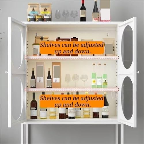 Heavy Duty Metal Pantry Cabinet, Glass Door Sideboard with Adjustable Shelves for Kitchen & Office, Steel Buffet Storage Unit with Spacious Top - view 3