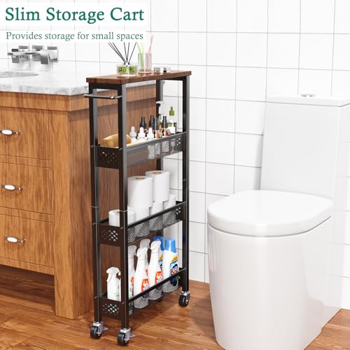 Utility Slim Storage Cart on Wheels, 4 Tier Laundry Room Organizers - view 4