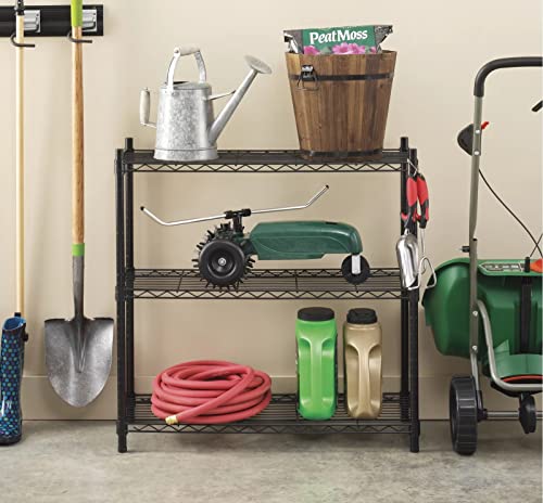 3-Tier Storage Shelves Adjustable, Wire Shelving Heavy Duty Storage Rack(150 Lbs Loading Capacity/ Shelf) Metal Shelf Organizer for Pantry Garage Kitchen 23"D x12"W x 30"H -Black - view 2