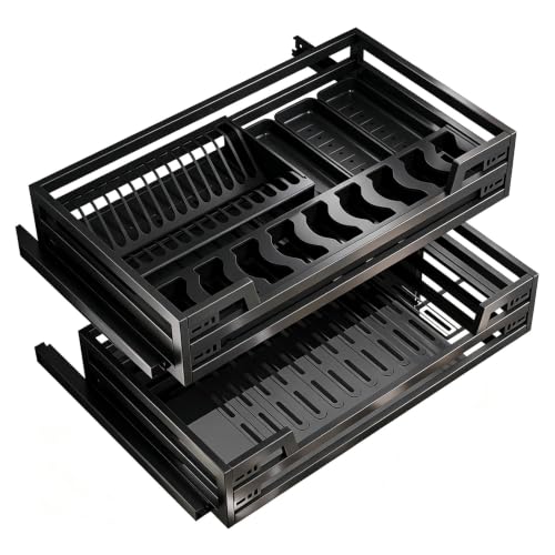 2-Tier Pull Out Cabinet Organizer Drawer Organizer Nano Black