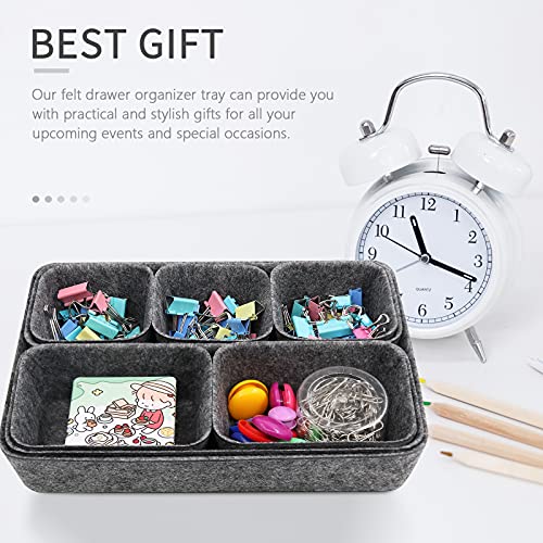 Desk Drawer Organiser Trays, 8 Pack Square Organizer Box Stackable Dividers, Save Desk Space Dividers Box for Home Office Cosmetics Storage Boxes (Dark Gray) - view 7
