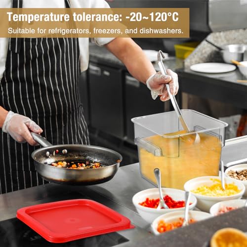 2 Pcs Square Clear Food Storage Container with Lid, Red, 6 Qt - view 4