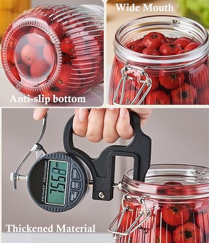 24 OZ Glass Jars With Clamp Lids Airtight Wide Mouth Storage Jars Sealed Canisters Food Containers For Kitchen Pantry Fruit Refrigerator Sugar Nuts Preserves Tea Coffee Beans 2 Set - view 6