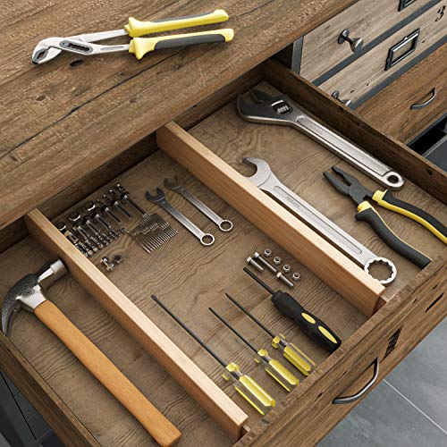 Bamboo Expandable Drawer Dividers – Fits 16.6"–22" Drawers, 2" High, Set of 4 | Spring-Loaded Bamboo Separator for Kitchen Island, Bathroom Vanity & Dresser Drawers - view 5