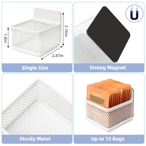 Magnetic Tea Bag Organizer, 6-Piece Metal Tea Organizers and Storage for Refrigerator, Counter, Idea Tea Gift for Tea Lovers (White) - view 3