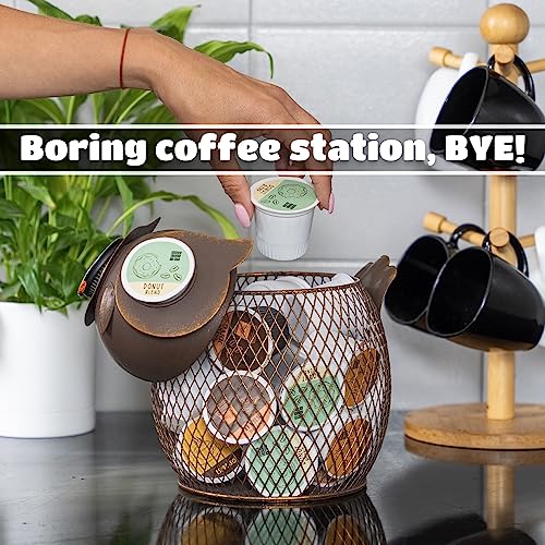 Coffee Pod Organizer - Home Coffee Bar Functional Décor - Café Station Countertop Storage Accessories (Owl) - view 2