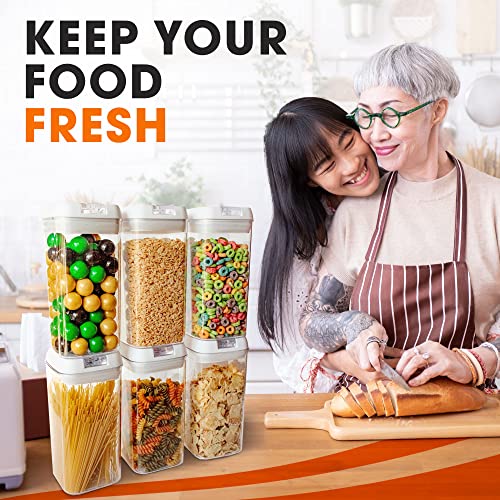 Airtight Food Storage Containers, Kitchen Storage Containers for Pantry, Set of 6 Food Containers with Lids Airtight, Pantry Storage Containers & Organizers with Lids, 12L, White - view 2